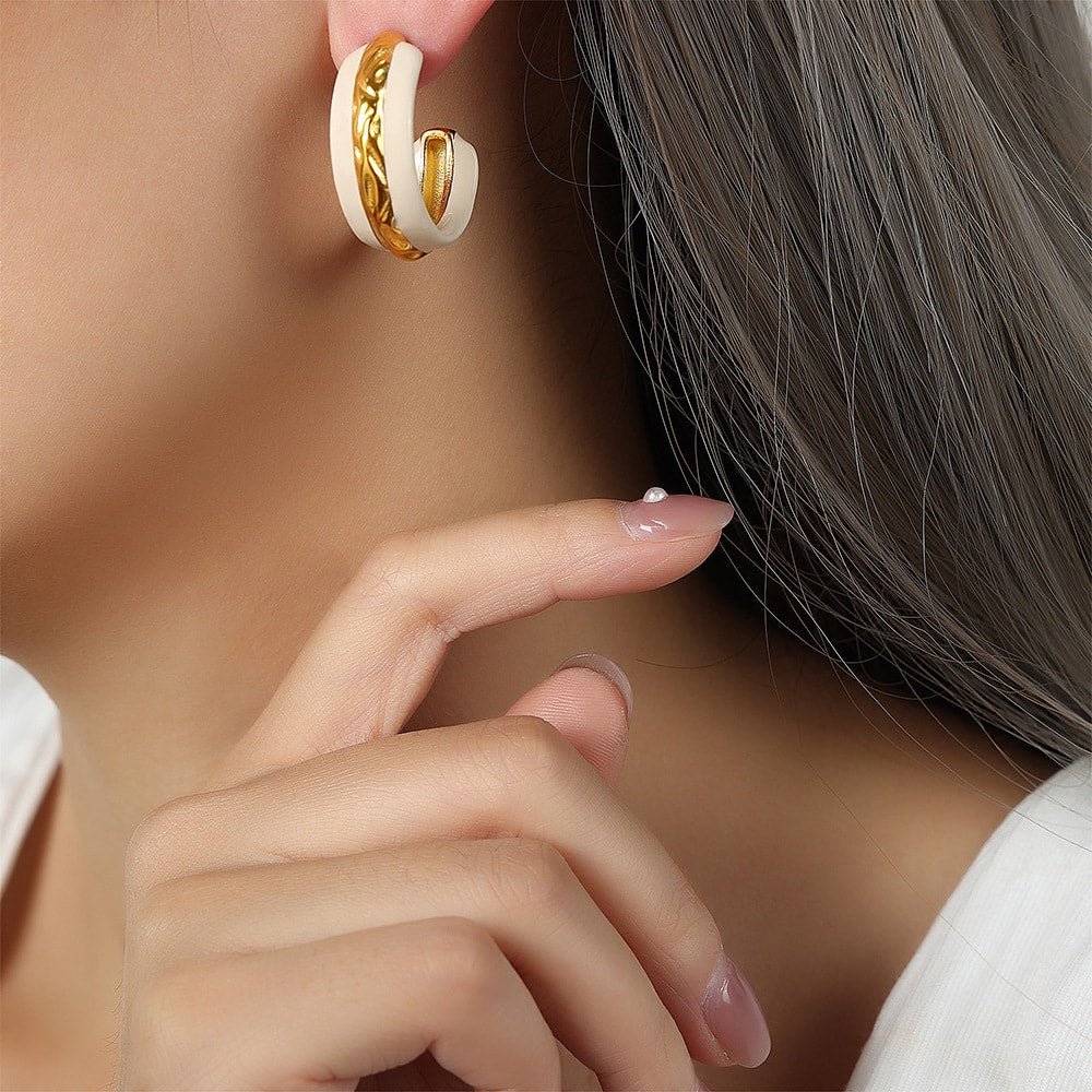 Two-Tone Crescent Earrings