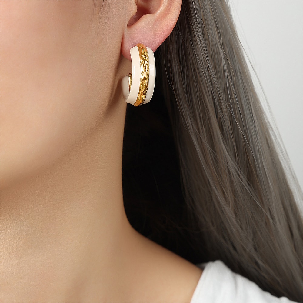 Two-Tone Crescent Earrings