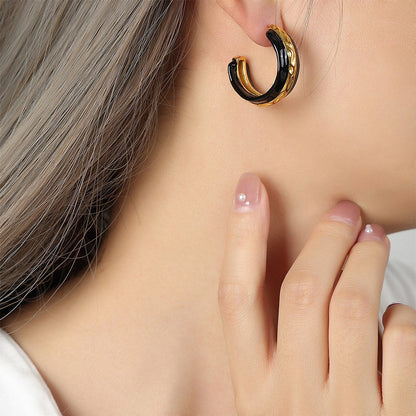 Two-Tone Crescent Earrings