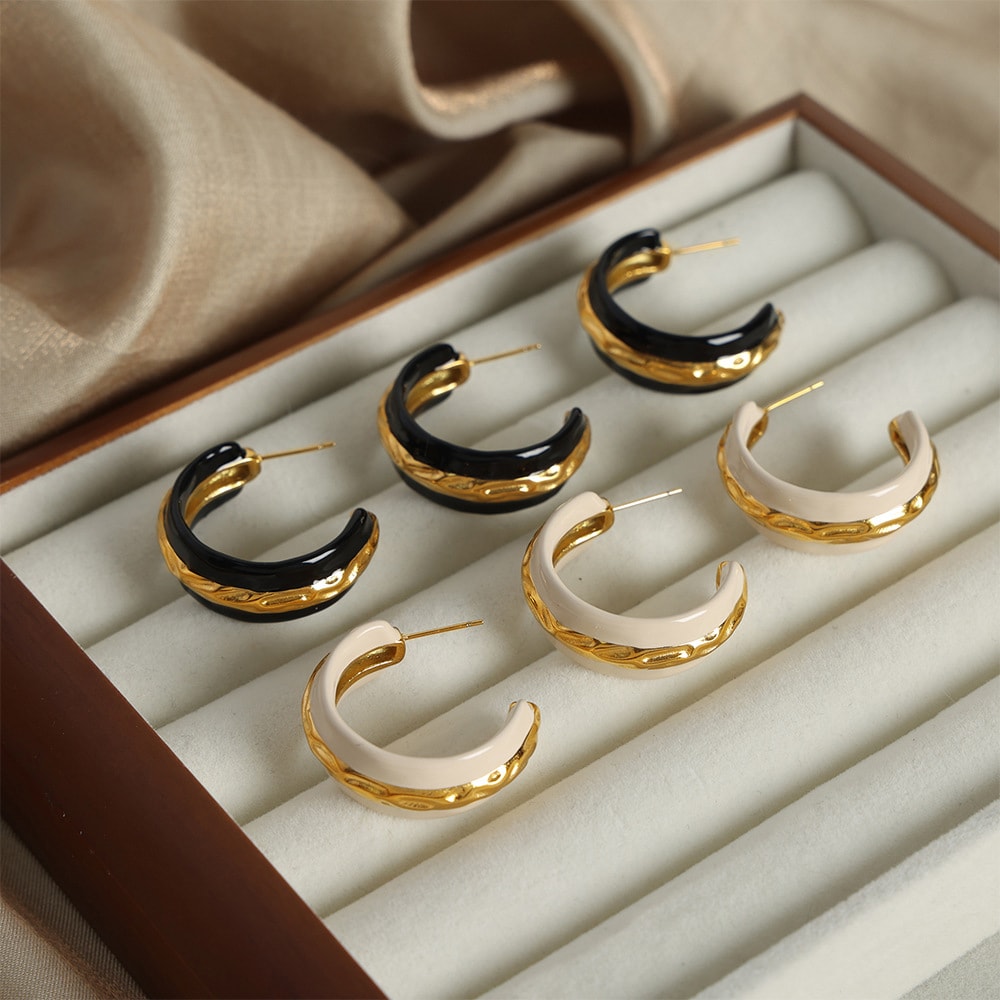 Two-Tone Crescent Earrings