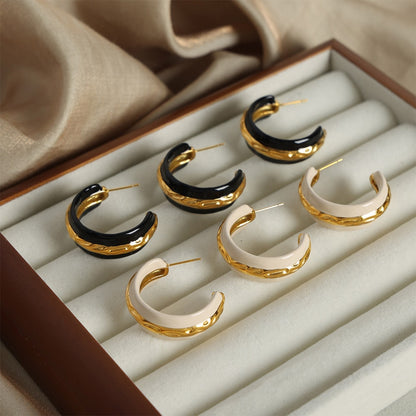 Two-Tone Crescent Earrings