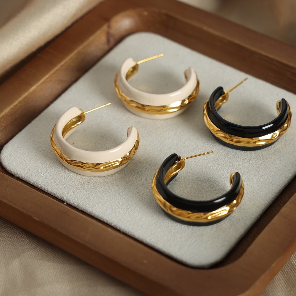 Two-Tone Crescent Earrings