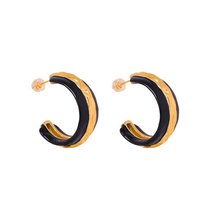 Two-Tone Crescent Earrings